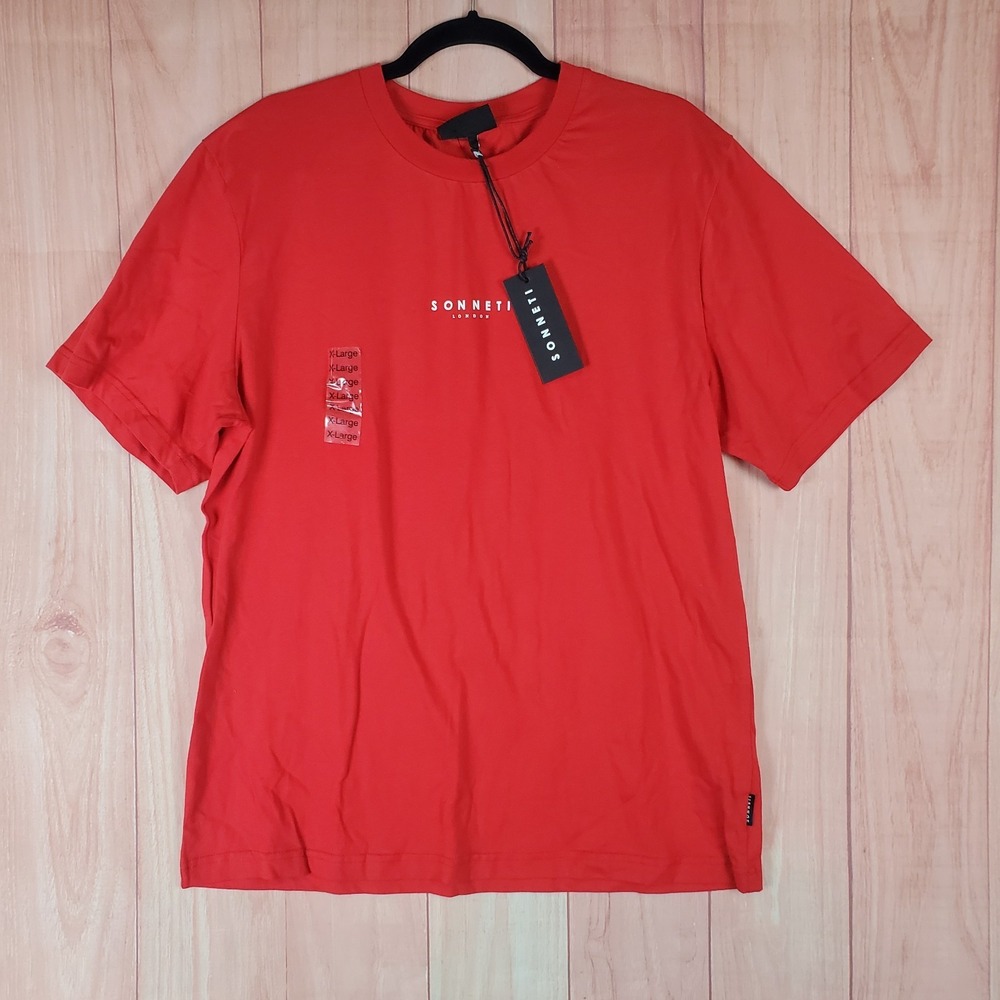 Sonneti London Essential T Shirt Mens XL Red Cotton Logo Slim Fit Streetwear